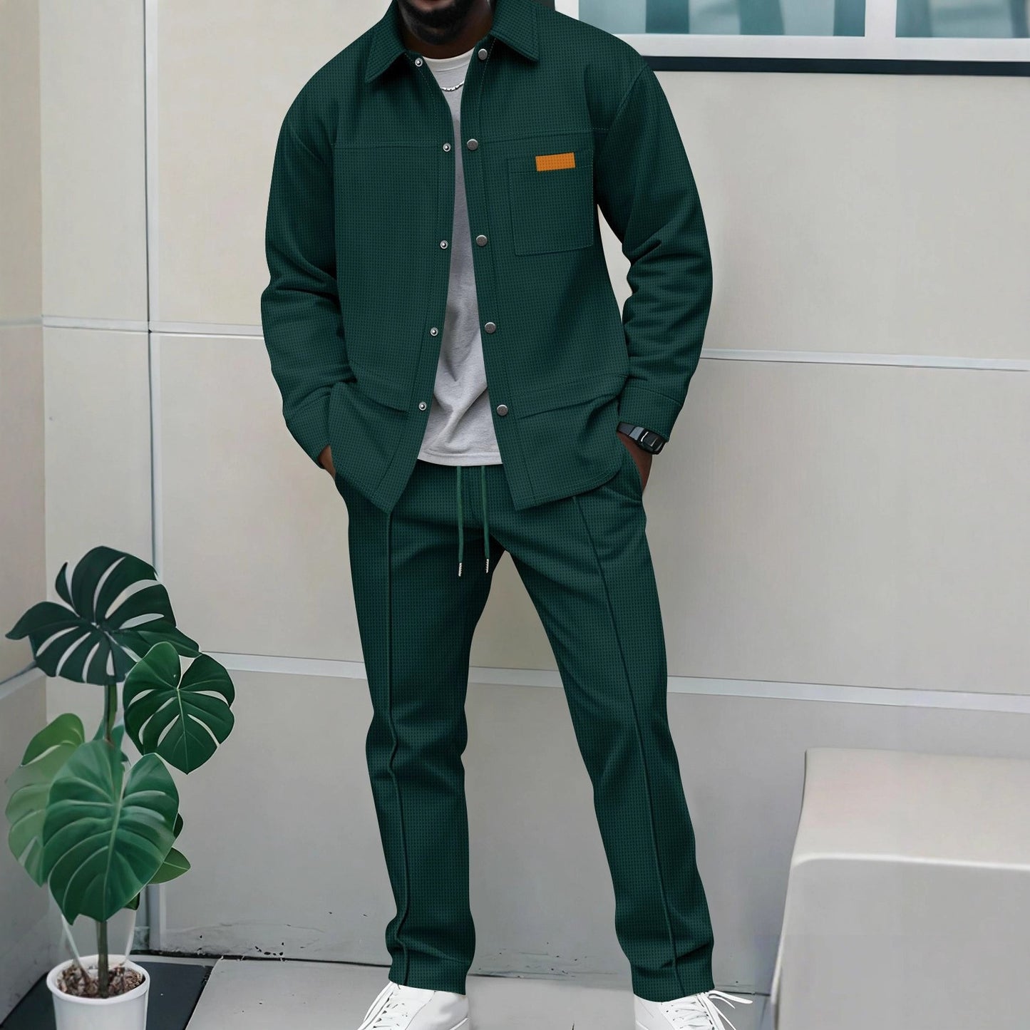 Herren 2-teiliges Casual-Set | Langarm-Jacke mit Kragen & Hose - Sportswear Iron Monkey 23