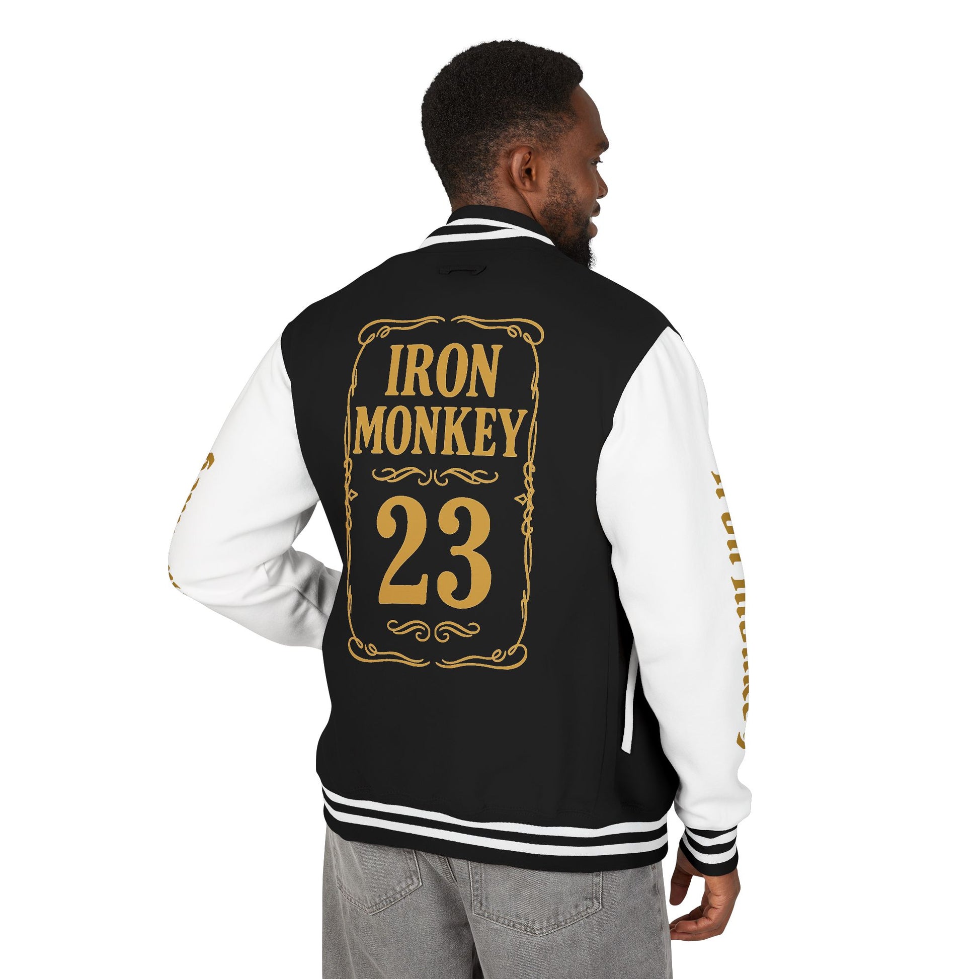 Unisex Heavyweight Letterman Jacket - Retro Urban Sportswear for Trendsetters, Casual Outfits, Cool Gift Idea, Party Wear, Street Style - Sportswear Iron Monkey 23