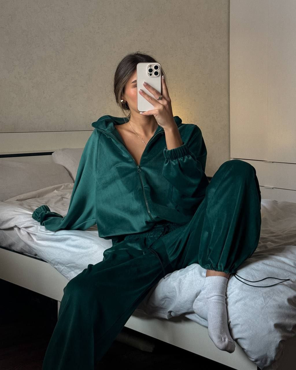 Premium Sport-Set Damen 2-teilig – Zipper Jacke & Lange Hose Trainingsanzug Unifarben - Sportswear Iron Monkey 23