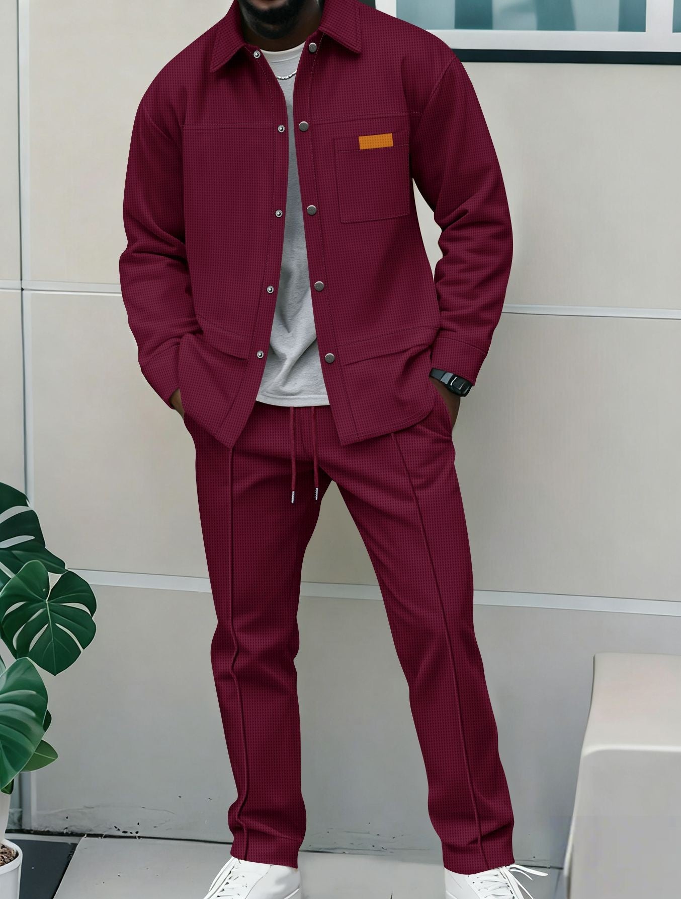 Herren 2-teiliges Casual-Set | Langarm-Jacke mit Kragen & Hose - Sportswear Iron Monkey 23