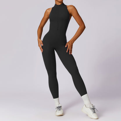 Premium Quick Zip Yoga-Jumpsuit Damen – High-Intensity Fitness Einteiler mit Rückendesign - Sportswear Iron Monkey 23