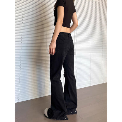 Premium Flared Denim Jeans Damen – Retro Schlaghose mit Distressed-Effekt & Nieten - Sportswear Iron Monkey 23