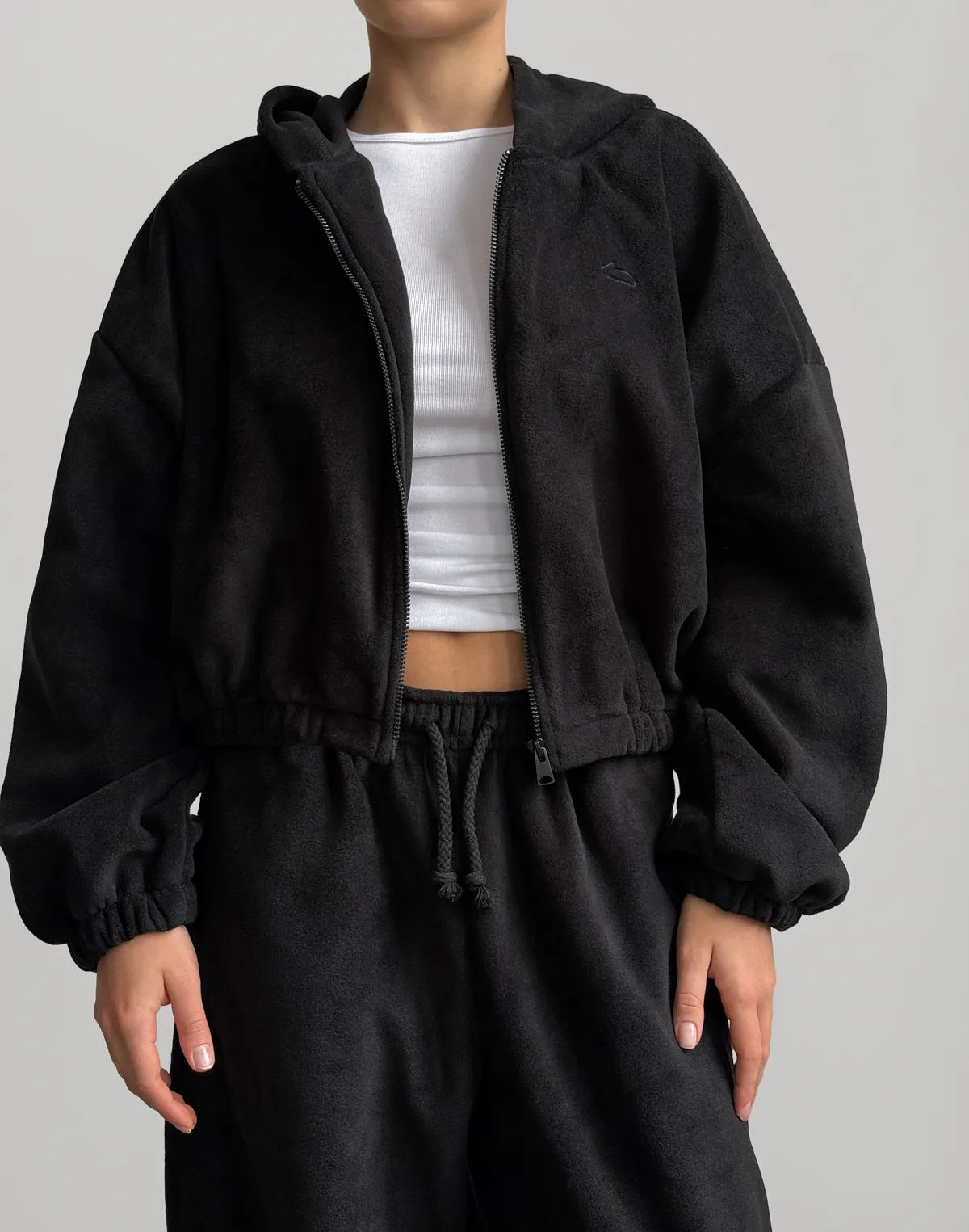 Premium Hooded Cardigan Set Damen 2-teilig – Solid Color Langarm Strickjacke & Elastische Hose - Sportswear Iron Monkey 23