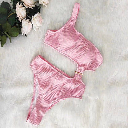 Premium One-Shoulder Badeanzug Damen – Sexy Solid Color Einteiler Swimsuit - Sportswear Iron Monkey 23