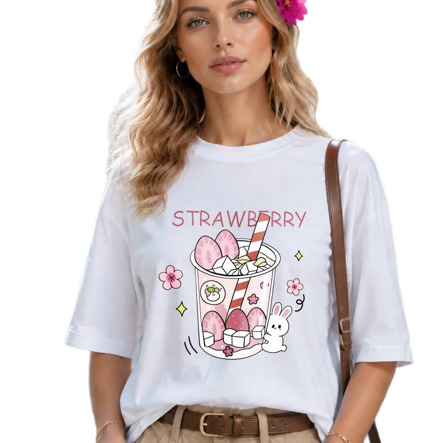 IM23 Rabbit Tee | Locker, Kurzarm, Hasen-Print – White, Unisex, S–3XL