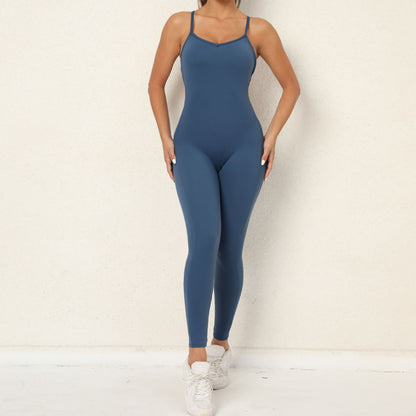 Premium V-Neck Yoga-Jumpsuit Damen – Rückenfreier Fitness Einteiler Tight Fit - Sportswear Iron Monkey 23