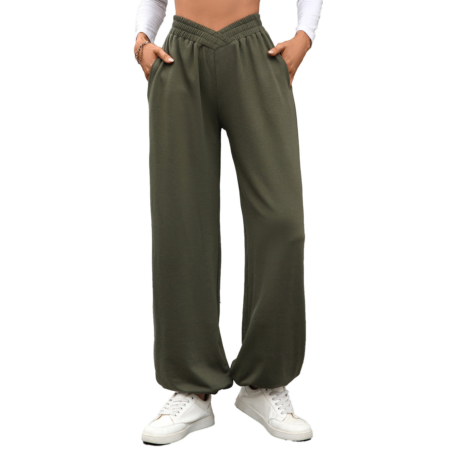 Premium Wide Leg Pants Damen – Loose Fit Hose mit Elastischem Bund & Taschen - Sportswear Iron Monkey 23