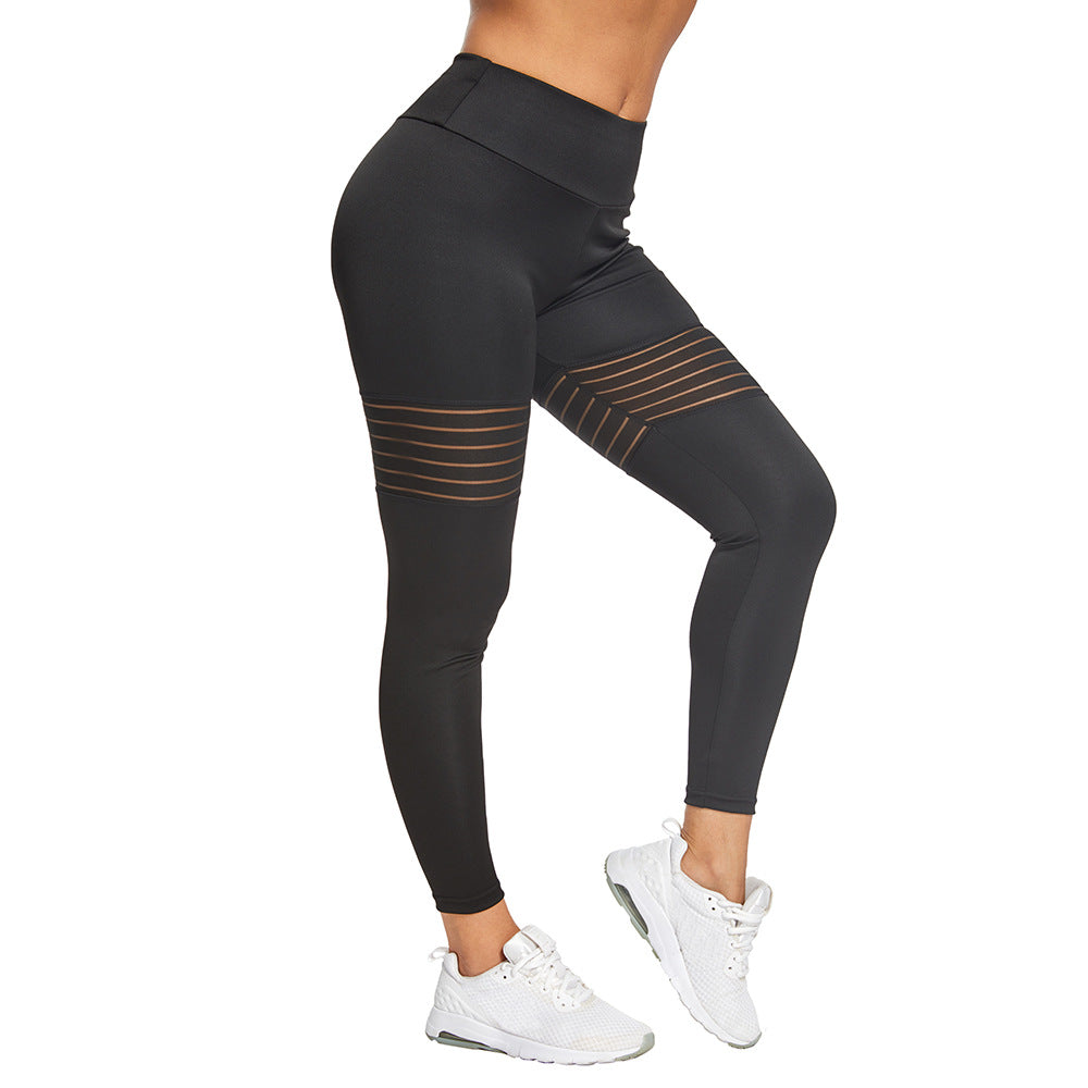 Premium Mesh Yoga-Hose Damen – Atmungsaktive Fitness Leggings mit Plissee-Design