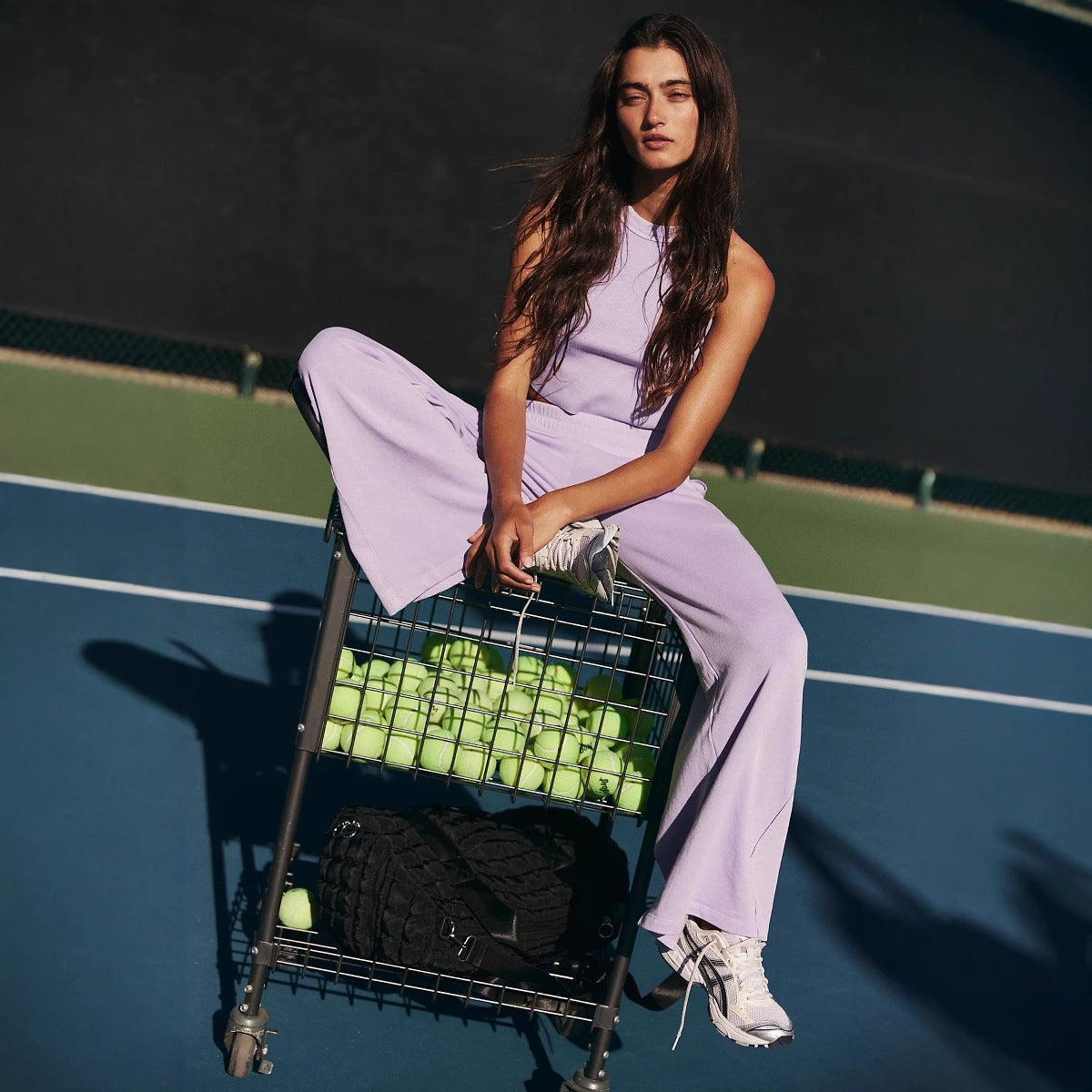 Premium Shaping Set Damen 2-teilig – Solid Color Kurzarm Ribbed Wide-Leg Pants High-Elastic - Sportswear Iron Monkey 23