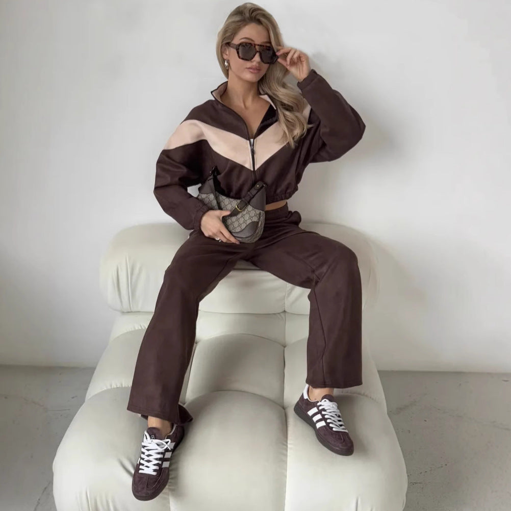 Premium Zipper Sport-Set Damen 2-teilig – Langarm Jacke & Elastische Hose Trainingsanzug - Sportswear Iron Monkey 23