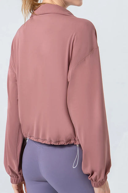 Premium Zip-Up Sport-Jacke Damen – Dropped Shoulder Active Outerwear mit Kordelzug & Taschen - Sportswear Iron Monkey 23