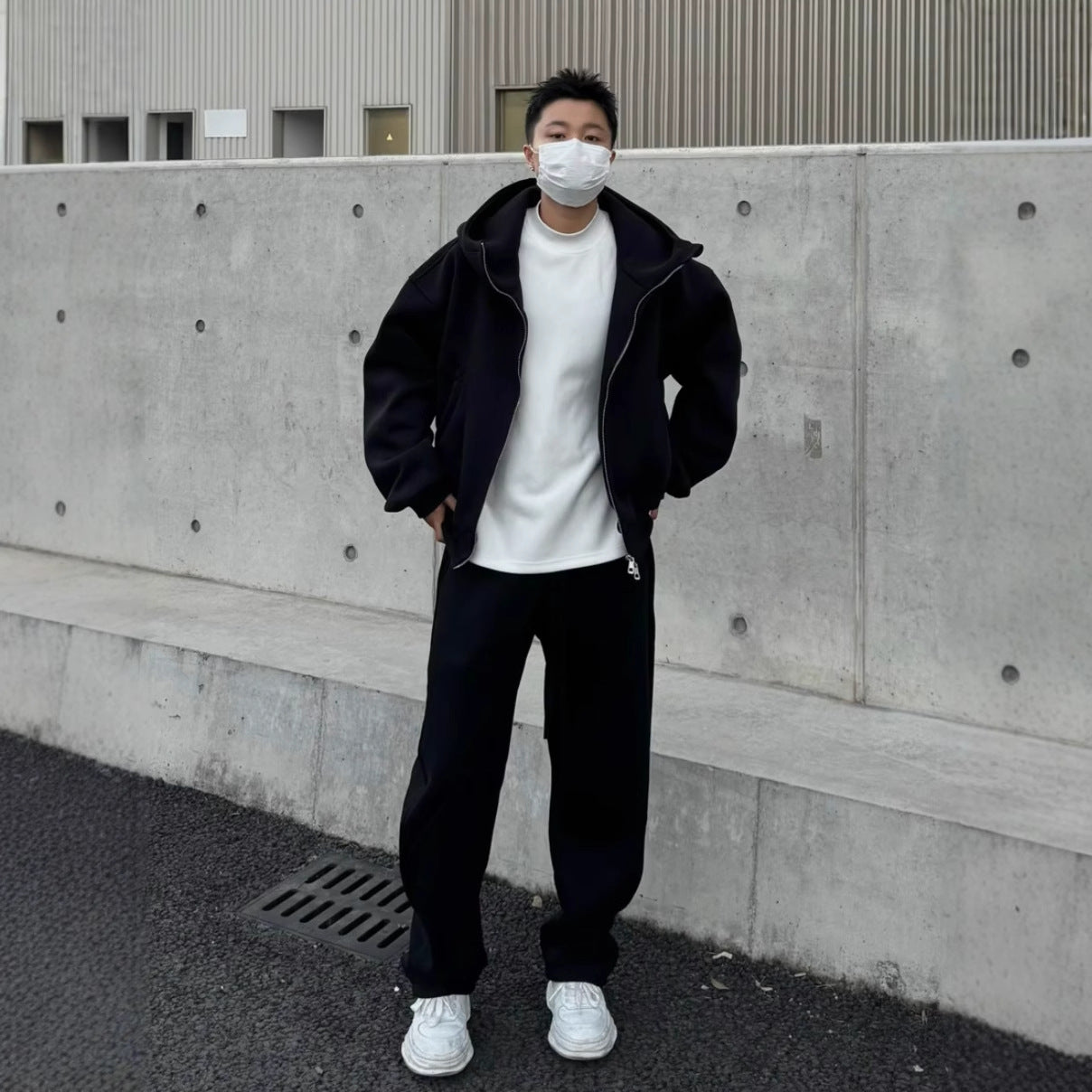 Premium Heavyweight Sports Set Herren 2-teilig – Loose Hooded Jacket & Straight Leg Pants - Sportswear Iron Monkey 23