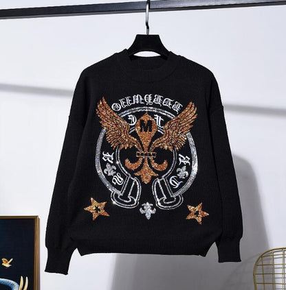 Damen Strick-Set mit Adler-Stickerei | Pullover & Hose 2-teilig - Sportswear Iron Monkey 23