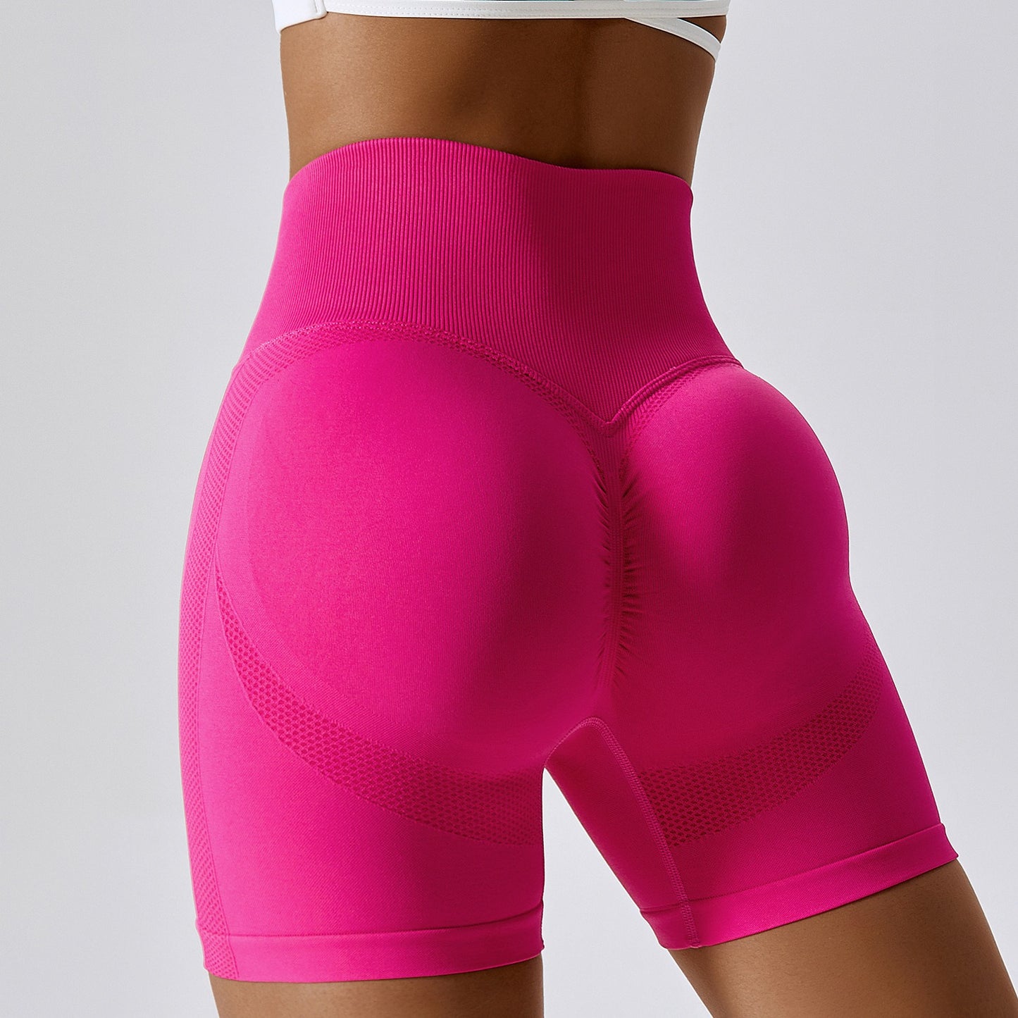 Premium Honey Peach Yoga-Shorts Damen – Seamless High-Waist Hip-Lift Fitness Shorts - Sportswear Iron Monkey 23