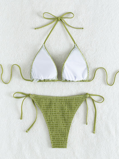 Premium Printed Triangle Bikini Damen – Lace-Up Neck Hanging Sexy Split Swimsuit - Sportswear Iron Monkey 23