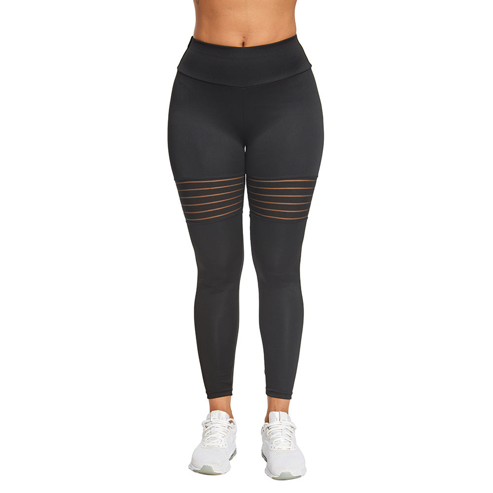 Premium Mesh Yoga-Hose Damen – Atmungsaktive Fitness Leggings mit Plissee-Design