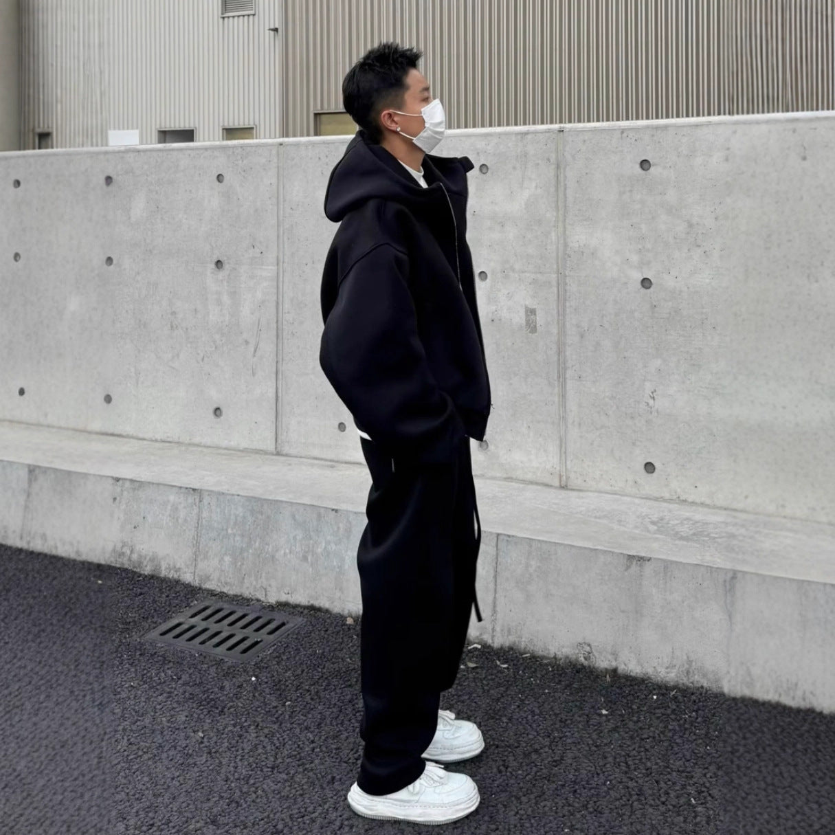 Premium Heavyweight Sports Set Herren 2-teilig – Loose Hooded Jacket & Straight Leg Pants - Sportswear Iron Monkey 23