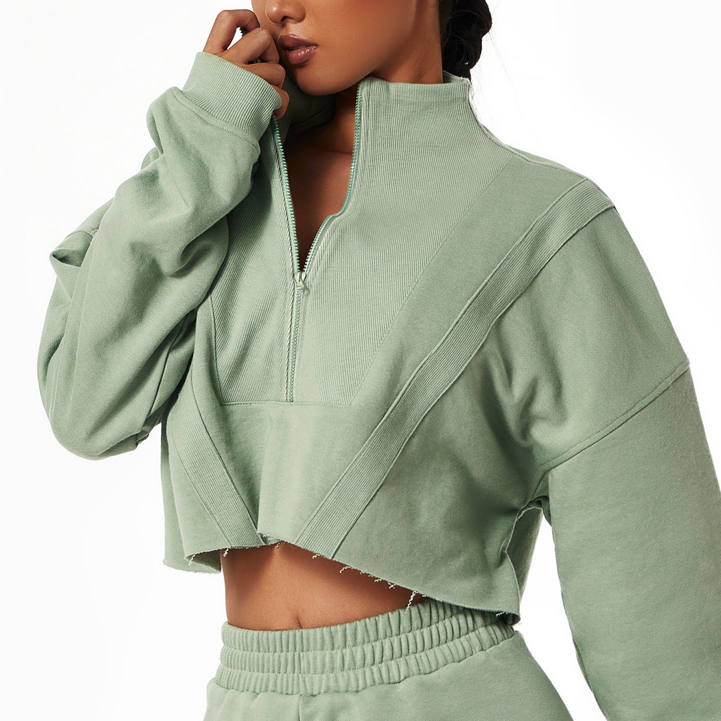 Damen Langarm Zip-Sweater mit Stehkragen | Sport & Casual Oberteil - Sportswear Iron Monkey 23