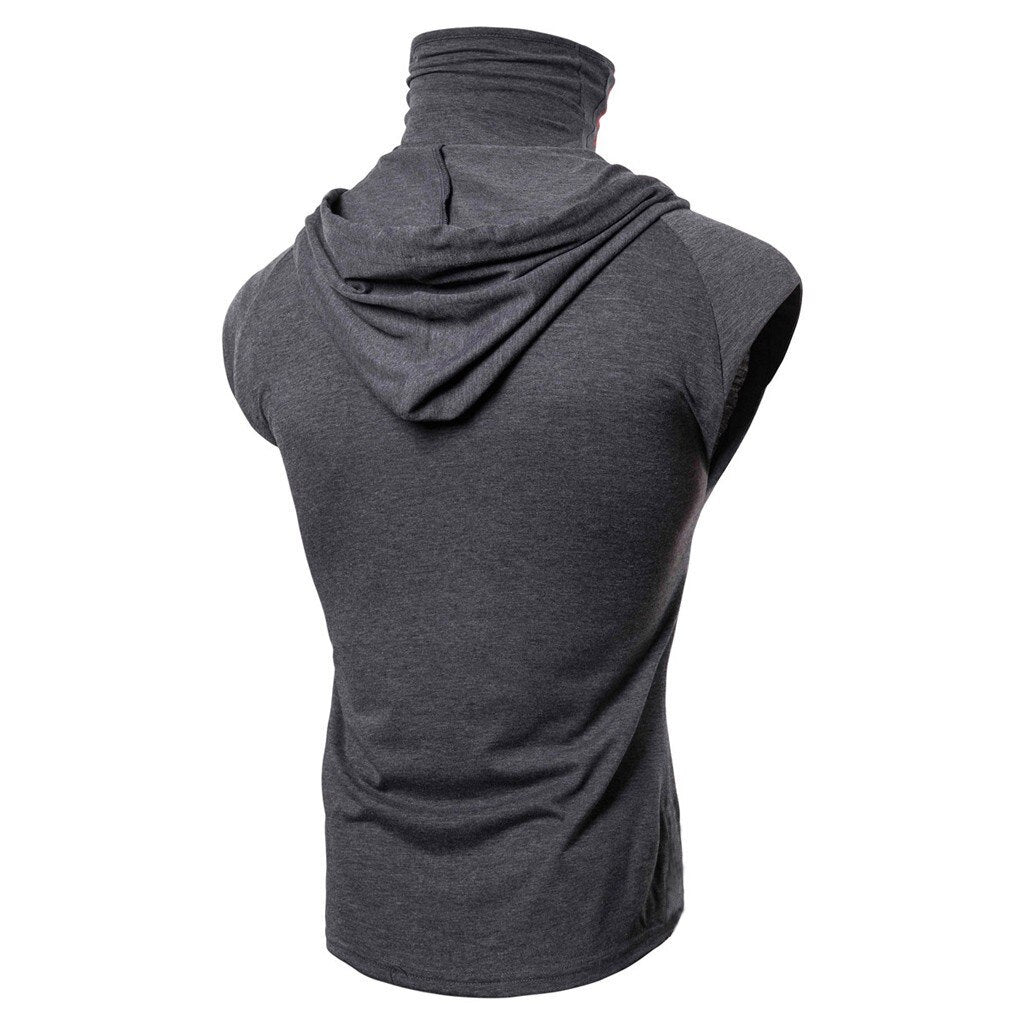 Premium Hooded Sports Vest Herren – Mask Button Splice Open-Forked Weste Ärmellos - Sportswear Iron Monkey 23