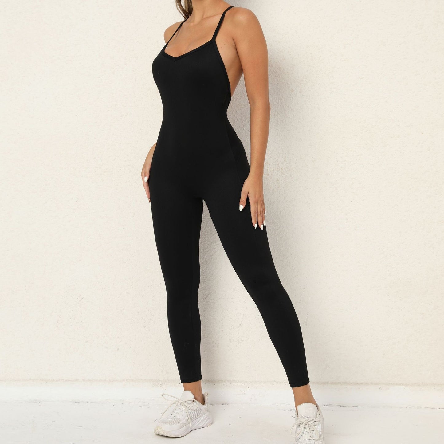 Premium V-Neck Yoga-Jumpsuit Damen – Rückenfreier Fitness Einteiler Tight Fit - Sportswear Iron Monkey 23
