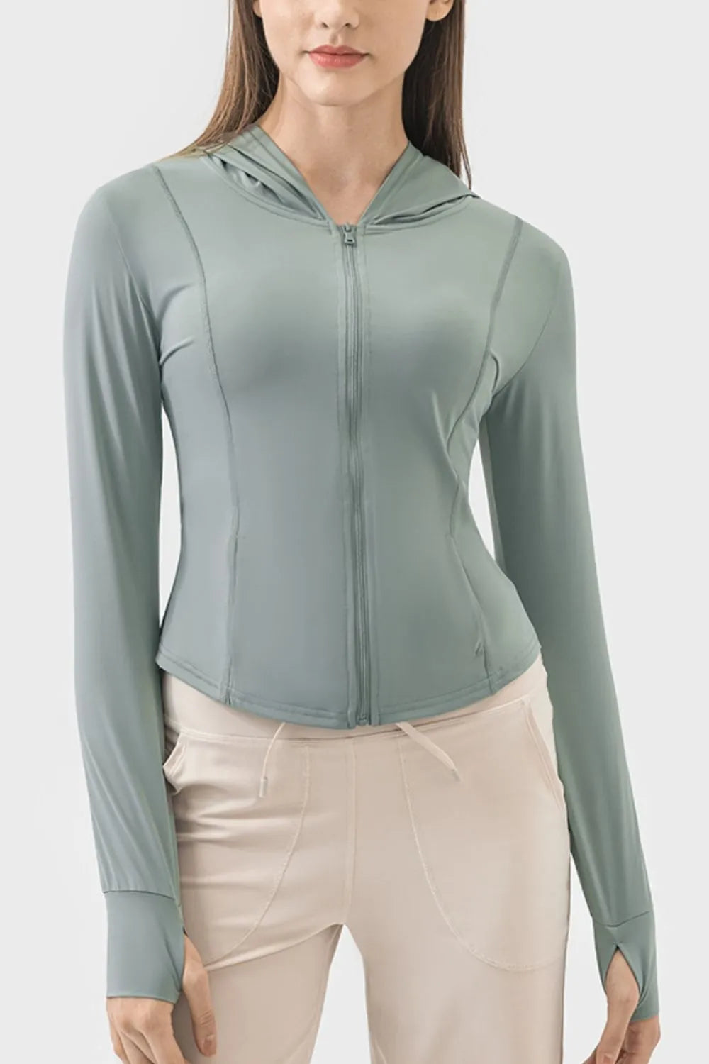 Damen Premium Zip-Up Hoodie von eprolo, langärmlige Sport-Kapuzenjacke mit Taschen, bequem und stylisch.