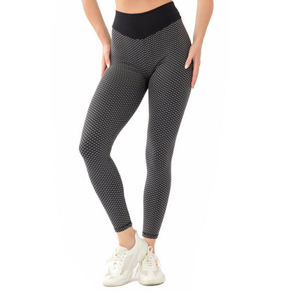 Premium Honey Peach Yoga-Hose Damen – High-Waist Leggings mit Honeycomb-Struktur
