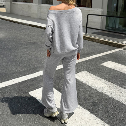 Premium Sport-Set Damen 2-teilig – Solid Color T-Shirt & Straight Leg Pants Trainingsanzug - Sportswear Iron Monkey 23