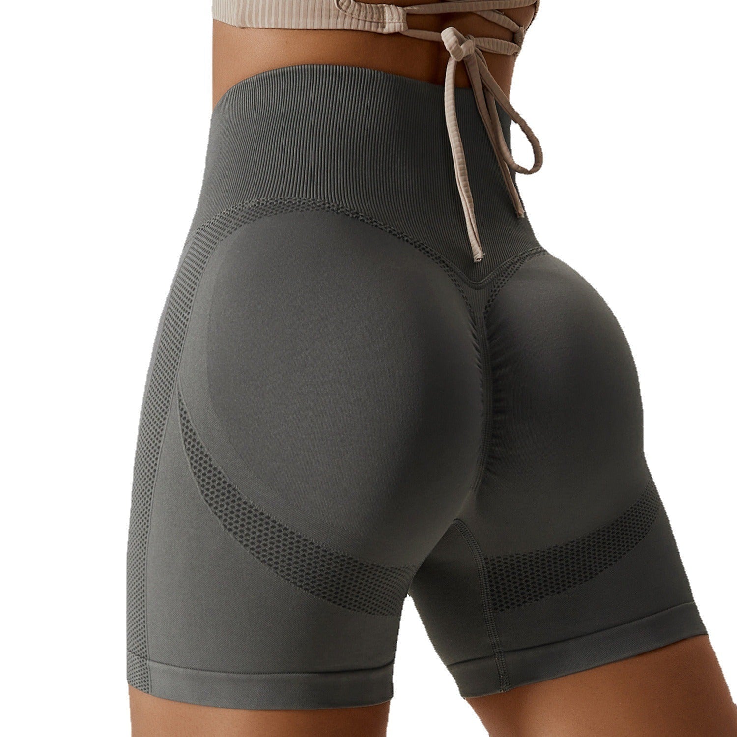 Premium Honey Peach Yoga-Shorts Damen – Seamless High-Waist Hip-Lift Fitness Shorts - Sportswear Iron Monkey 23