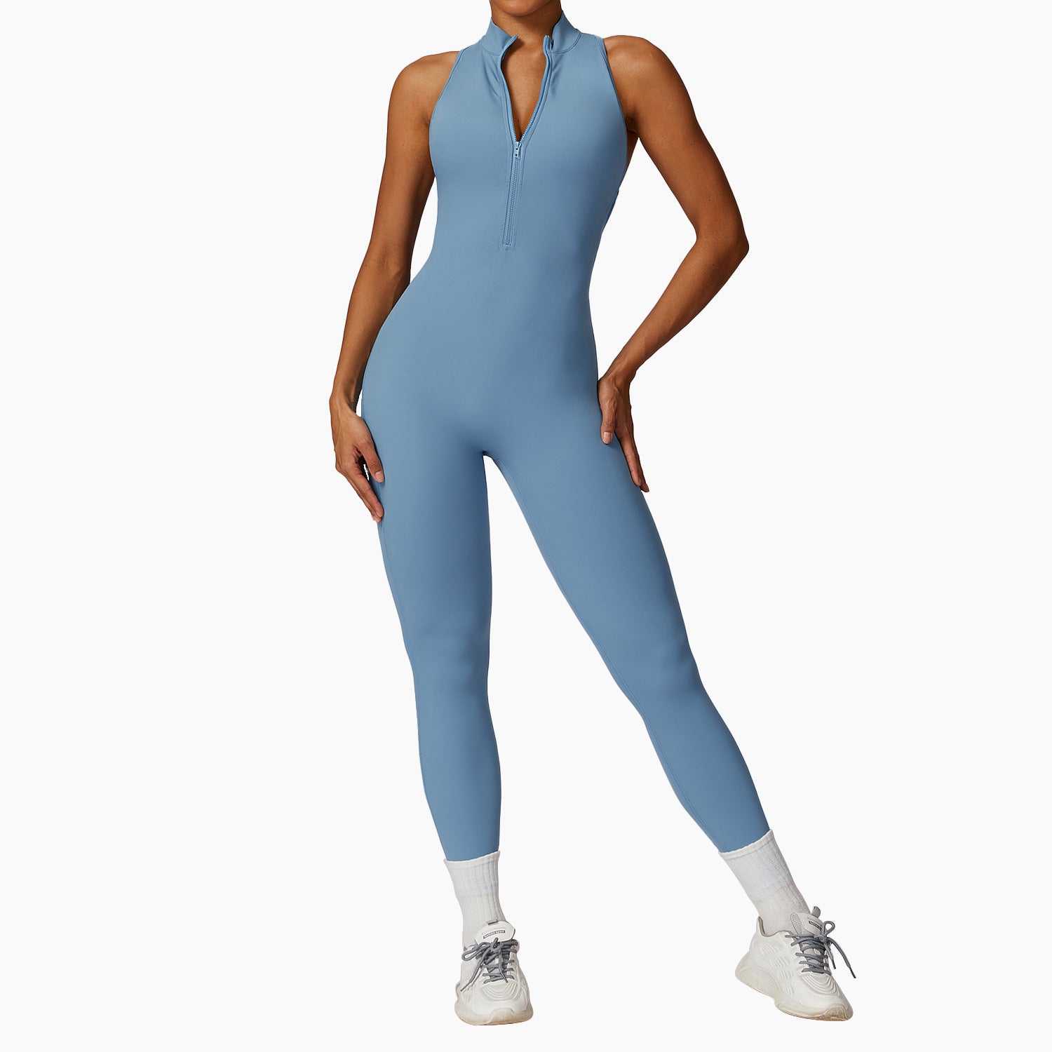 Premium Quick Zip Yoga-Jumpsuit Damen – High-Intensity Fitness Einteiler mit Rückendesign - Sportswear Iron Monkey 23