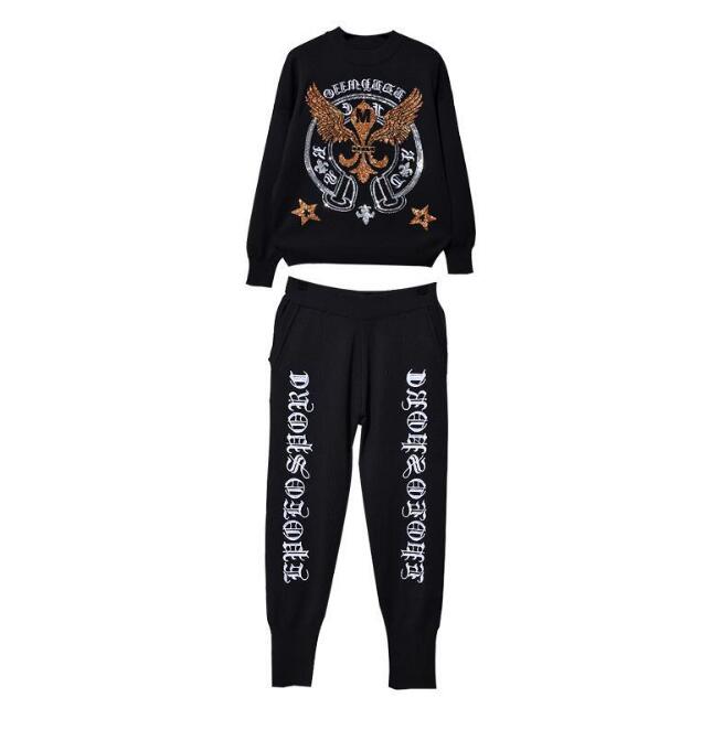 Damen Strick-Set mit Adler-Stickerei | Pullover & Hose 2-teilig - Sportswear Iron Monkey 23