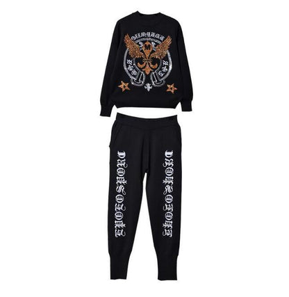 Damen Strick-Set mit Adler-Stickerei | Pullover & Hose 2-teilig - Sportswear Iron Monkey 23