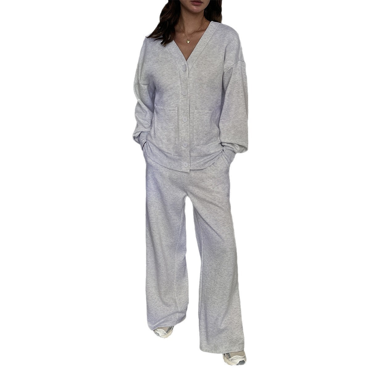 Premium Button-Down Hoodie-Set Damen 2-teilig – Casual Kapuzenpullover & Hose Trainingsanzug - Sportswear Iron Monkey 23