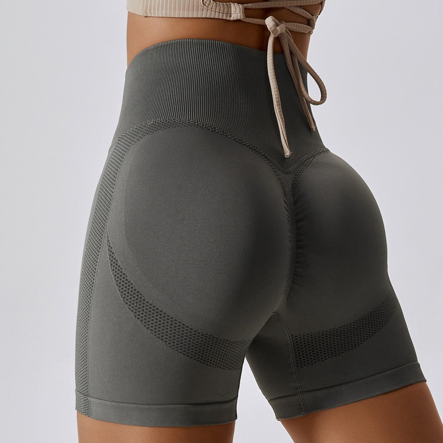 Premium Honey Peach Yoga-Shorts Damen – Seamless High-Waist Hip-Lift Fitness Shorts - Sportswear Iron Monkey 23