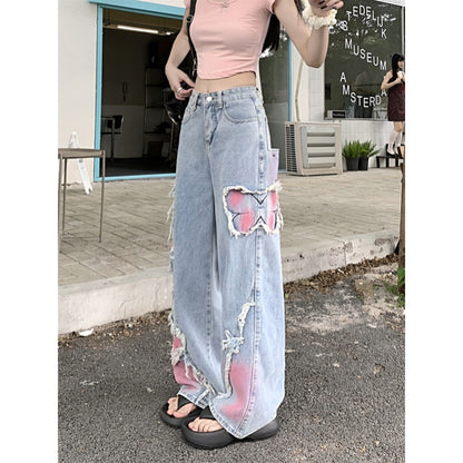 Premium Graffiti Denim Hose Unisex – Retro Wide Leg Jeans mit Streetart-Print - Sportswear Iron Monkey 23
