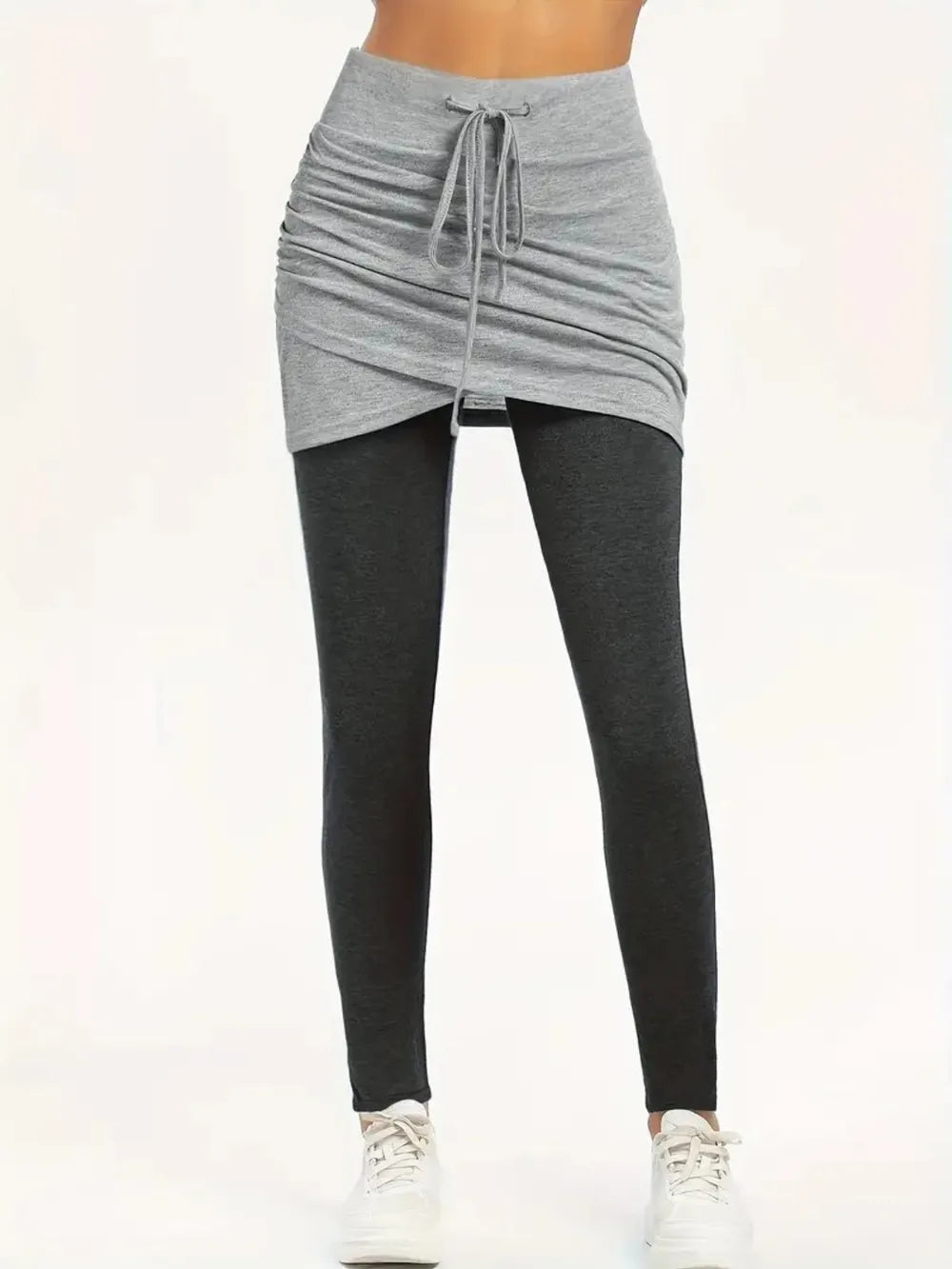 Premium 2-in-1 Yoga-Leggings Damen – Active Leggings mit gerafftem Rock-Design