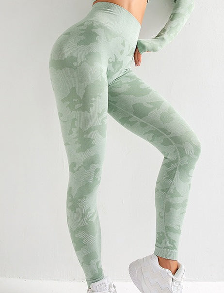 Damen 3-teiliges Camouflage Sport-Set | BH, Leggings & Langarm-Top - Sportswear Iron Monkey 23