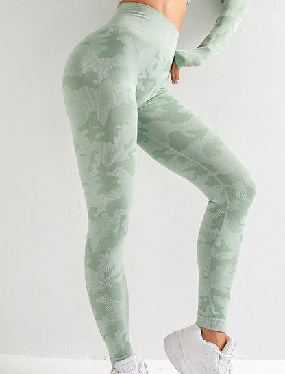 Damen 3-teiliges Camouflage Sport-Set | BH, Leggings & Langarm-Top - Sportswear Iron Monkey 23