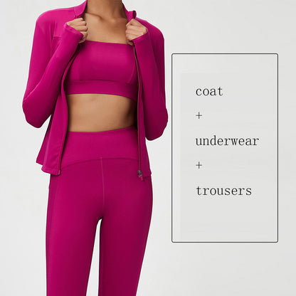 Premium Yoga-Set Damen 3-teilig – Nude Seamless Fitness Set Sport-BH, Leggings & Shorts - Sportswear Iron Monkey 23