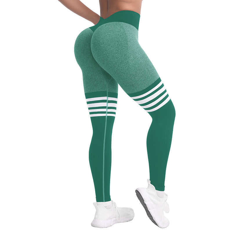 Premium Striped Peach Yoga-Hose Damen – Seamless High-Waist Hip-Lift Fitness Leggings - Sportswear Iron Monkey 23
