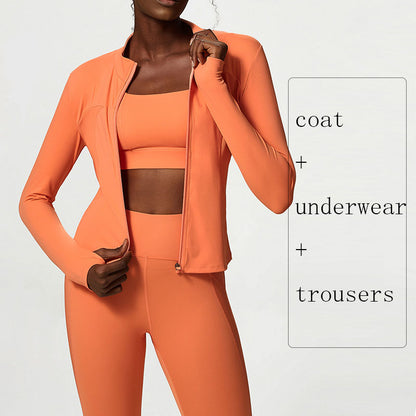 Premium Yoga-Set Damen 3-teilig – Nude Seamless Fitness Set Sport-BH, Leggings & Shorts - Sportswear Iron Monkey 23