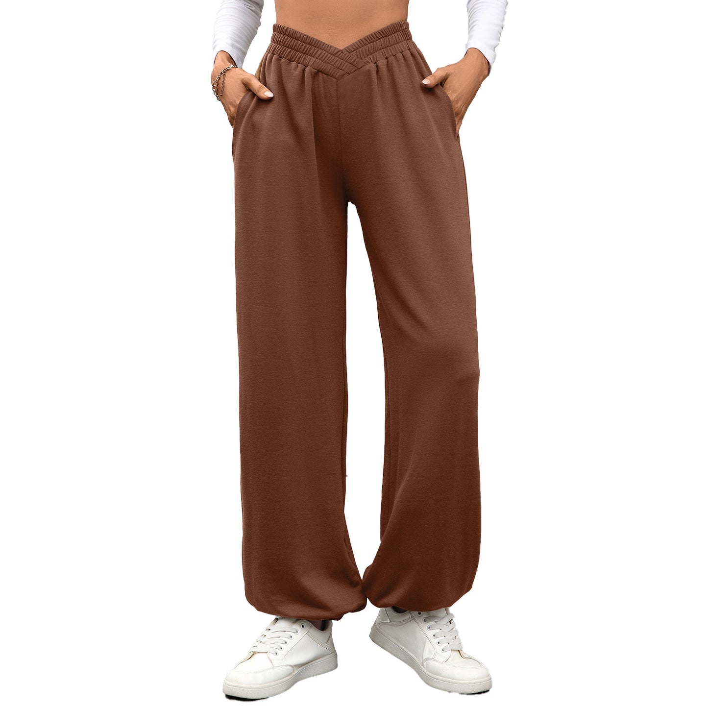 Premium Wide Leg Pants Damen – Loose Fit Hose mit Elastischem Bund & Taschen - Sportswear Iron Monkey 23