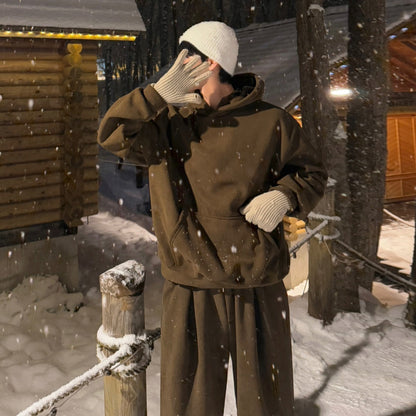 Premium Retro Sports Set Herren 2-teilig – Casual Hooded Sweatshirt & Straight Leg Pants Herbst Winter - Sportswear Iron Monkey 23