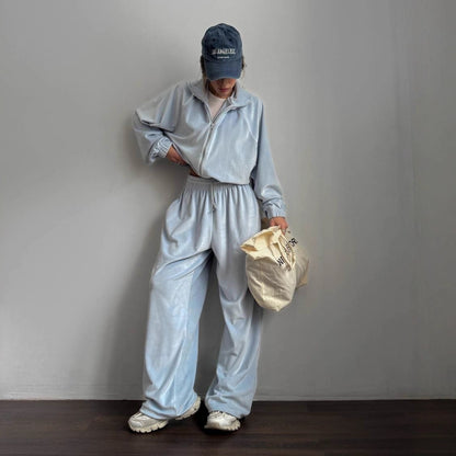 Premium Sport-Set Damen 2-teilig – Zipper Jacke & Lange Hose Trainingsanzug Unifarben - Sportswear Iron Monkey 23