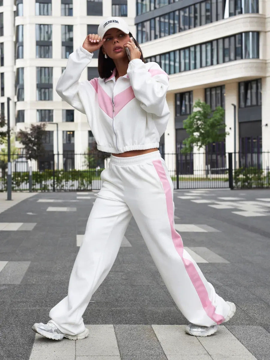 Premium Zipper Sport-Set Damen 2-teilig – Langarm Jacke & Elastische Hose Trainingsanzug - Sportswear Iron Monkey 23