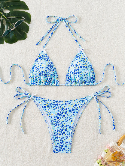 Premium Floral Triangle Bikini Damen – Sexy Lace-Up Split Swimsuit mit Blumenmuster - Sportswear Iron Monkey 23