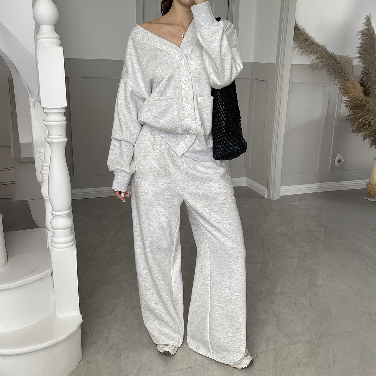 Premium Button-Down Hoodie-Set Damen 2-teilig – Casual Kapuzenpullover & Hose Trainingsanzug - Sportswear Iron Monkey 23