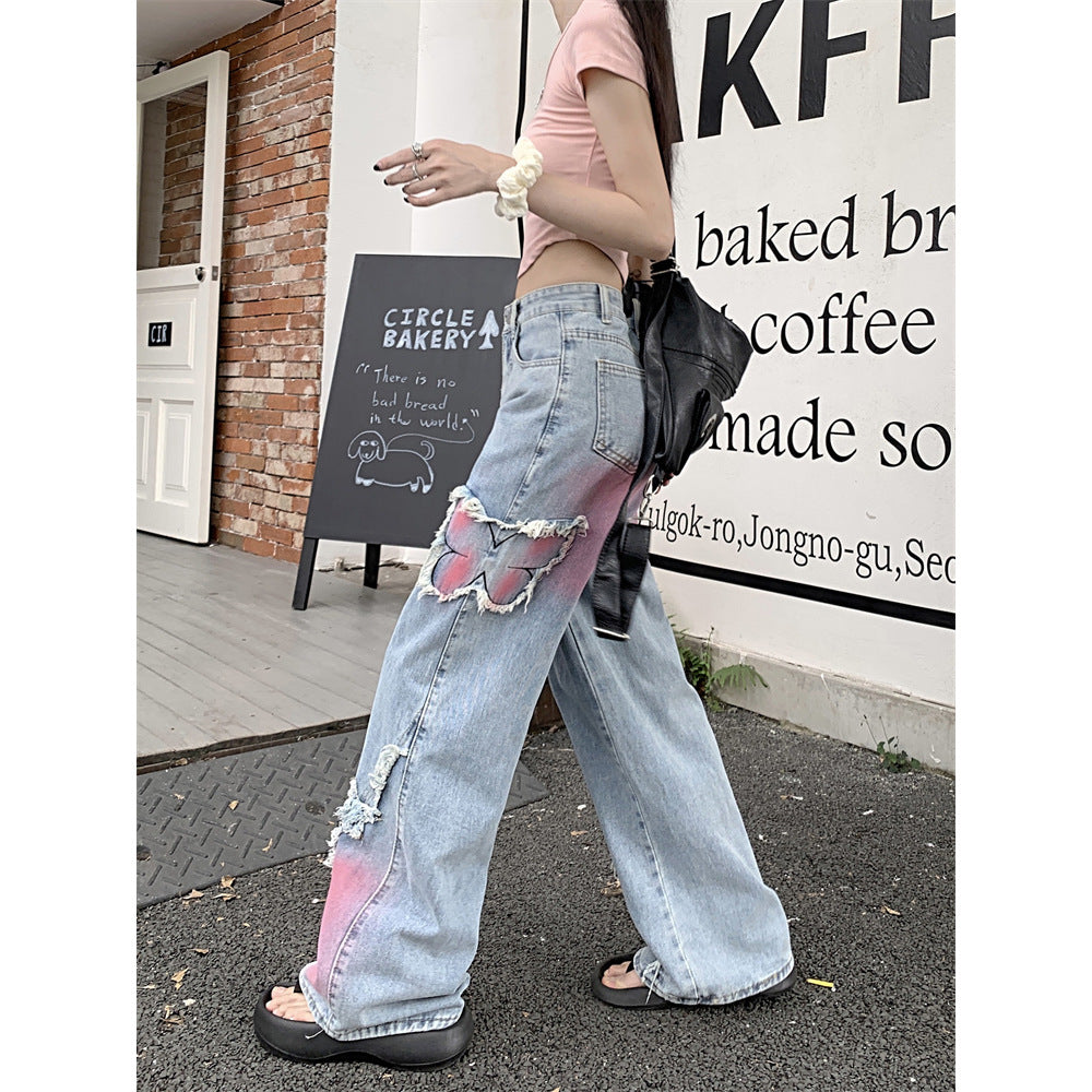 Premium Graffiti Denim Hose Unisex – Retro Wide Leg Jeans mit Streetart-Print - Sportswear Iron Monkey 23