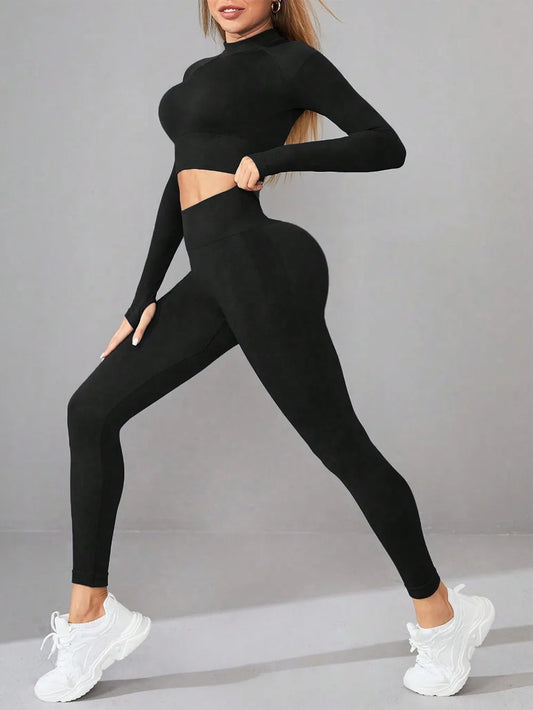Neck Long Sleeve Top and Leggings Active Set - Sportswear Iron Monkey 23