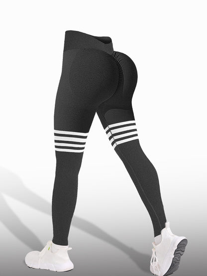 Premium Striped Peach Yoga-Hose Damen – Seamless High-Waist Hip-Lift Fitness Leggings - Sportswear Iron Monkey 23