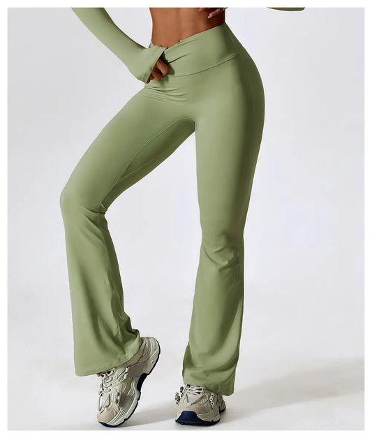 Premium Flare Yoga-Hose Damen – High-Waist Schlaghose mit hoher Elastizität für Tanz & Fitness - Sportswear Iron Monkey 23